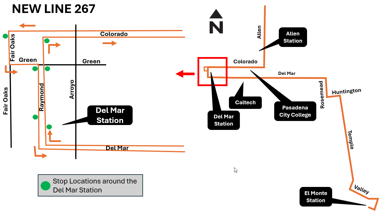 a graphic map showing a visual representation of the described changes to Line 267